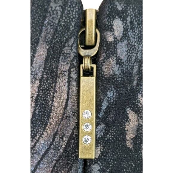 Y2K Metallic Animal Print Blazer 6P Kim Rogers Petites Jacket Faux Suede Zip Up - Picture 8 of 15